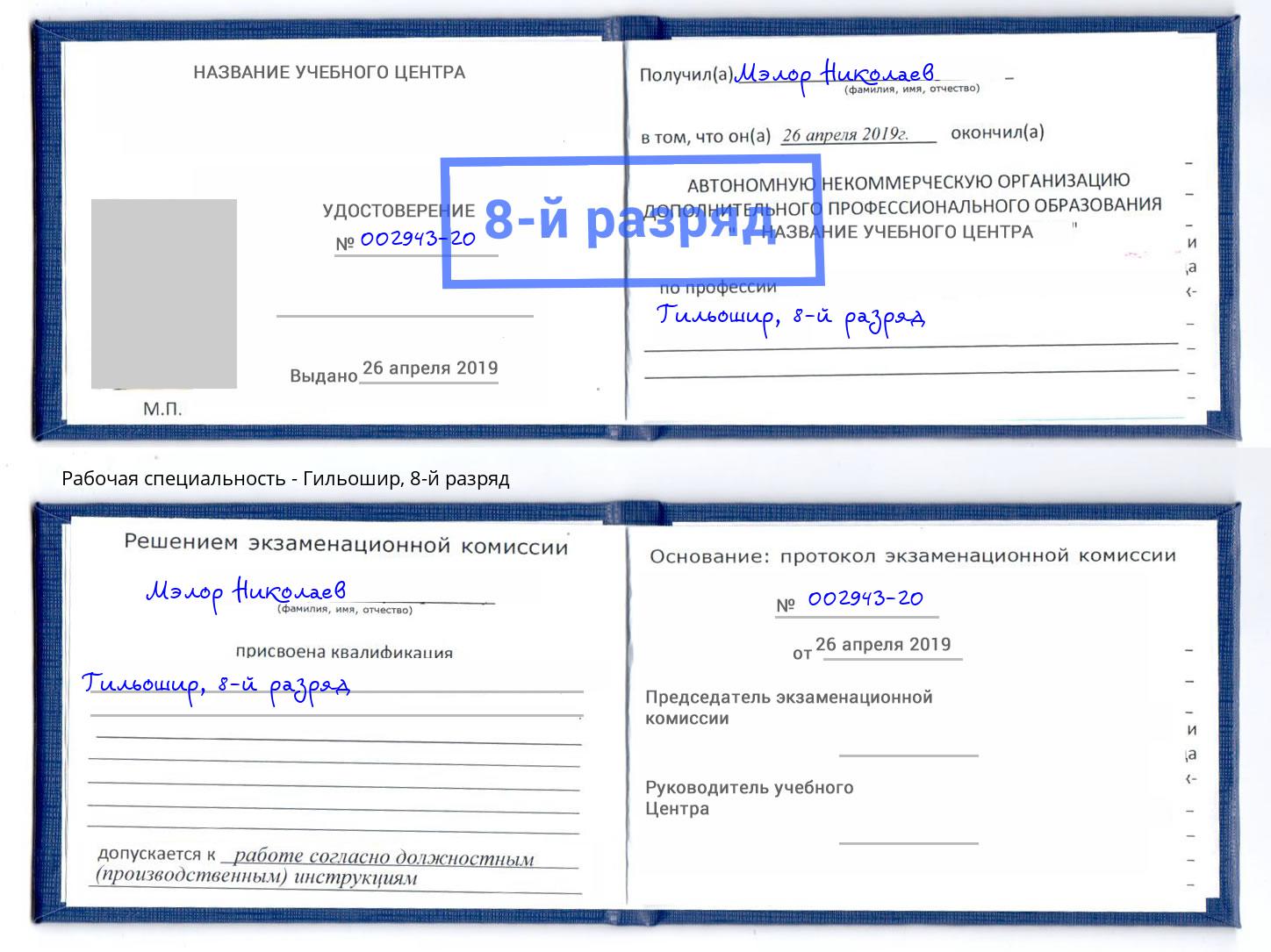 корочка 8-й разряд Гильошир Копейск